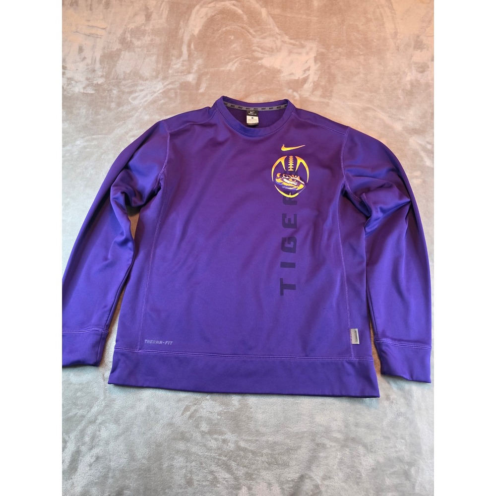 Nike LSU Tigers Sweatshirt Mens Large Purple  Therma-FIT Crewneck NCAA